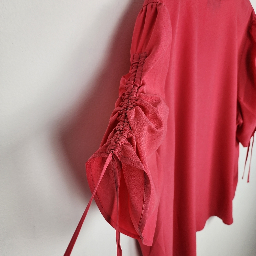 Eloquii Pink Ruched Sleeve Top Blouse Popover Size 22 - Picture 9 of 14